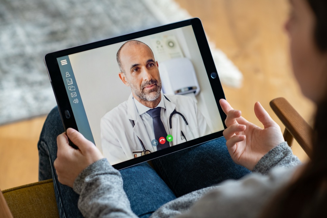 Provider conducting a telemedicine evaluation